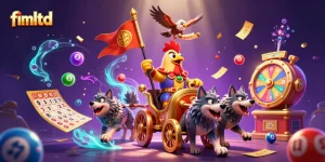 Engage with exciting gaming action at fimltd, featuring vibrant lottery and casino elements in a dynamic scene.